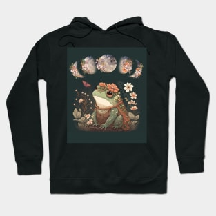 Cute Cottagecore Frog Lover Boho Moon Hoodie